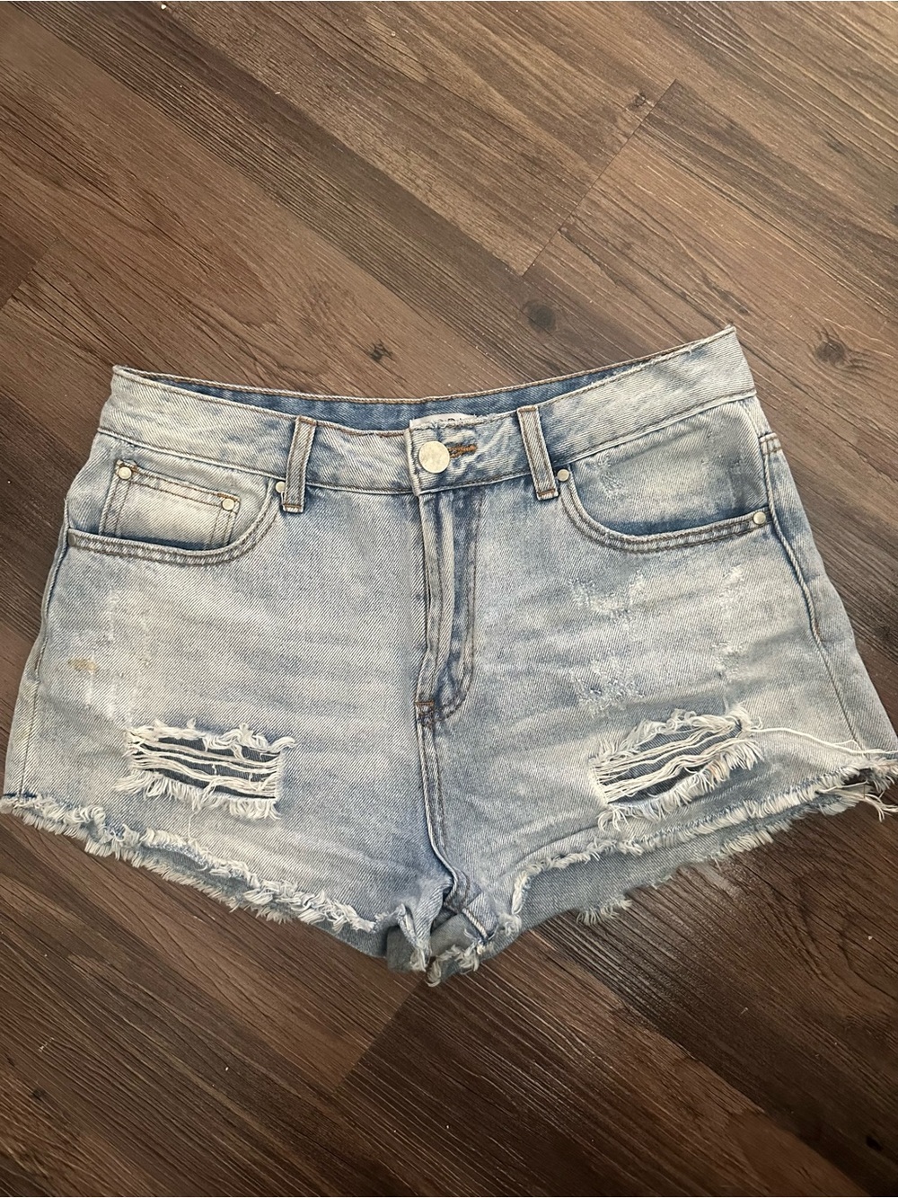 Tobi Light Wash Distressed 28 Denim Jean Women's Shorts M L high waisted
